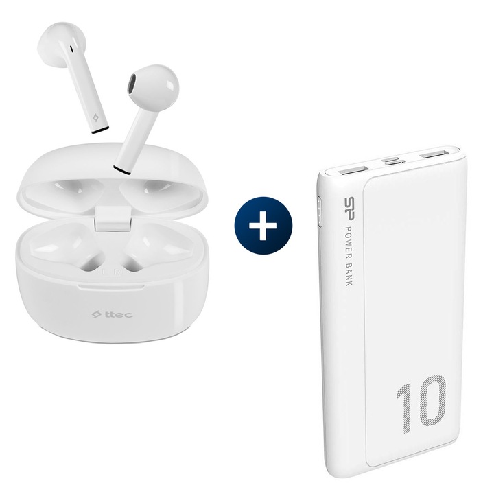 Комплект безжични слушалки ttec TWS Mode и PowerBank Silicon Power GP15