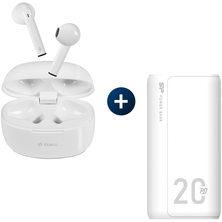 Комплект безжични слушалки ttec TWS Mode и PowerBank Silicon Power QS15