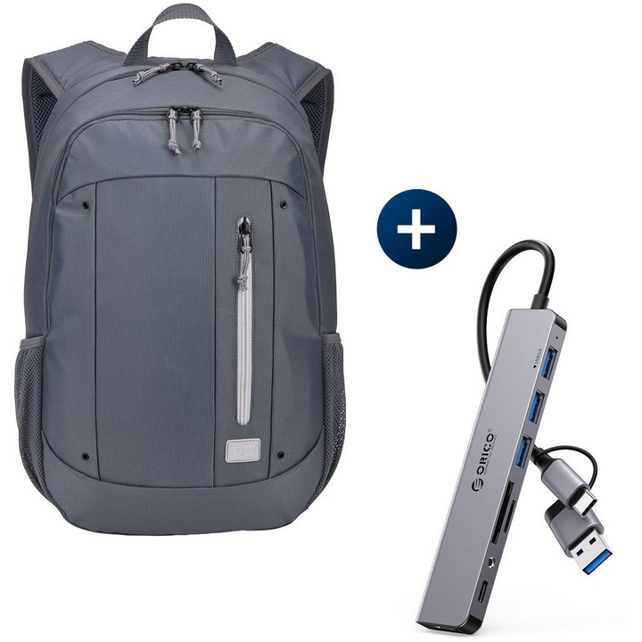 Комплект раница за лаптоп CASE LOGIC Jaunt WMBP-215 16'' и докинг станция ORICO 8-Port