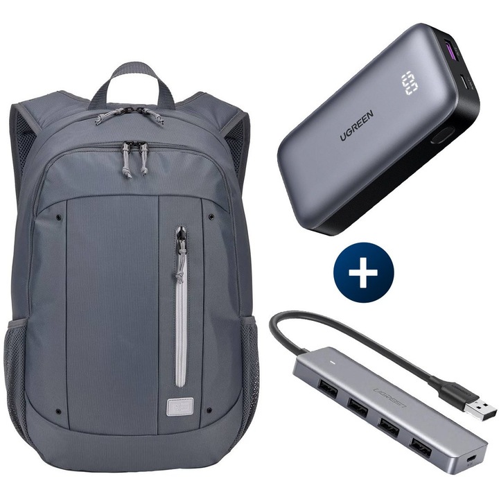 Комплект раница за лаптоп CASE LOGIC Jaunt WMBP-215 16'', USB хъб Ugreen CM219 и PowerBank Ugreen PB502 Mini