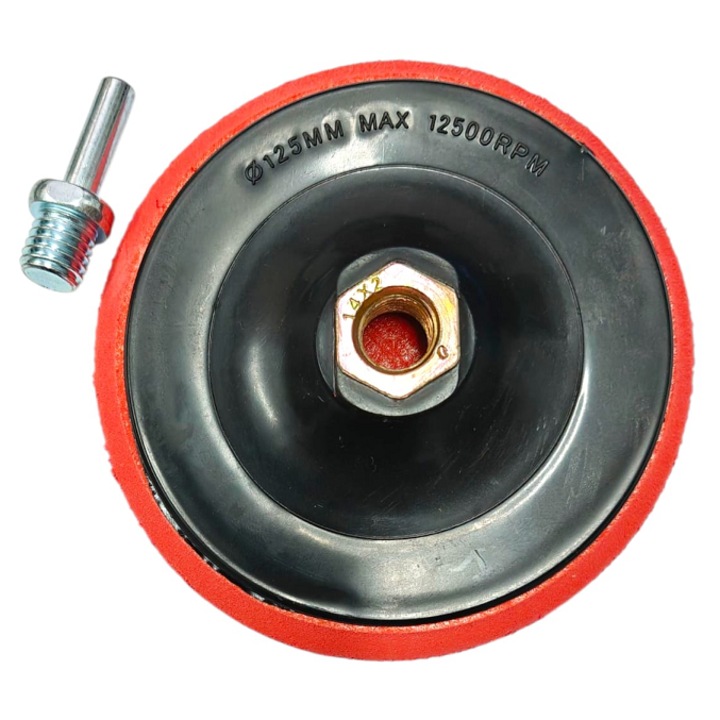 Discul flexibil cu velcro, EURO-KUTNO, 125 mm, M14, adaptor pentru masina de gaurit, montare simpla