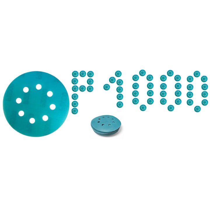 Disc abraziv impermeabil, 125 mm, cu velcro, P1000, set 10 bucati