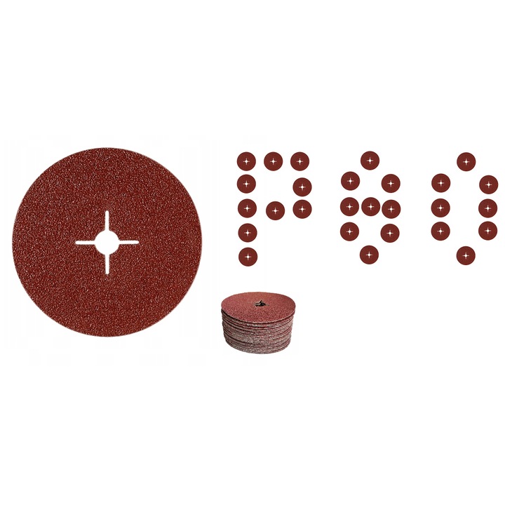 Disc din fibra 125 mm Disc din fibra pentru polizor Fibra P80, set 10 bucati