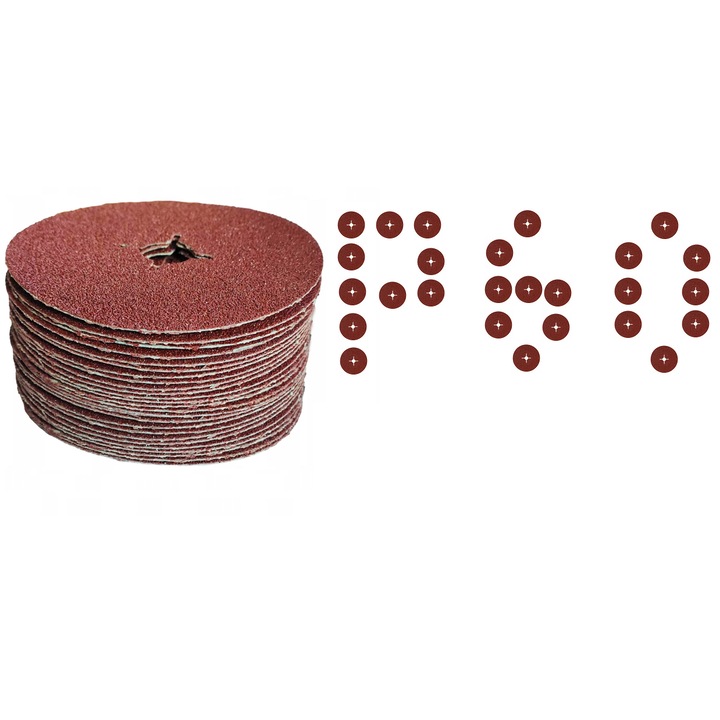 Disc din fibra 125 mm P60 Disc din fibra pentru polizor, set 25 bucati