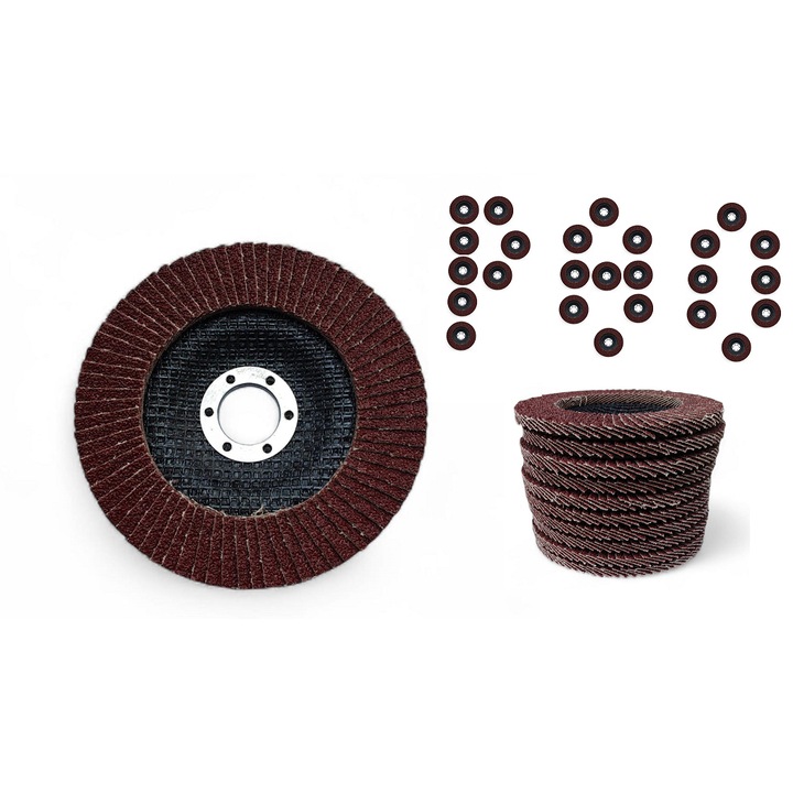 Disc cu lamele de 125 mm pentru slefuirea metalului, lemnului si ruginii, P80, set 10 bucati