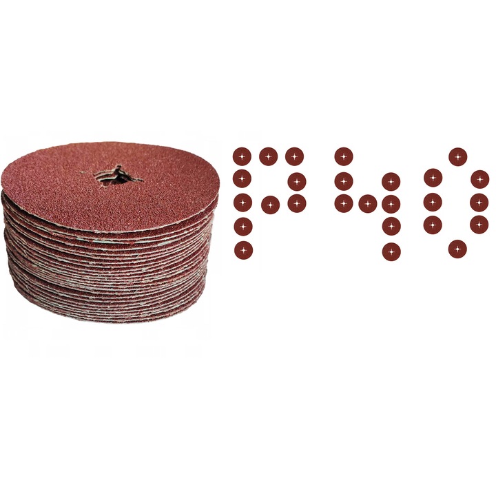 Disc fibros 125 mm P40 Disc fibros pentru polizor, set 25 bucati
