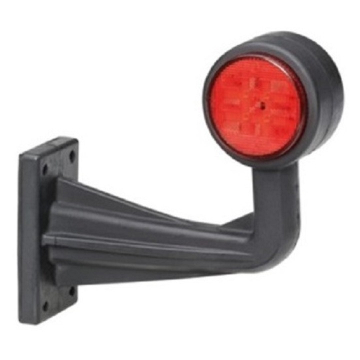 Lampa de gabarit lunga Hella, LED, 30V, 12/24V, unghi 90 grade, sticla transparenta, partea stanga