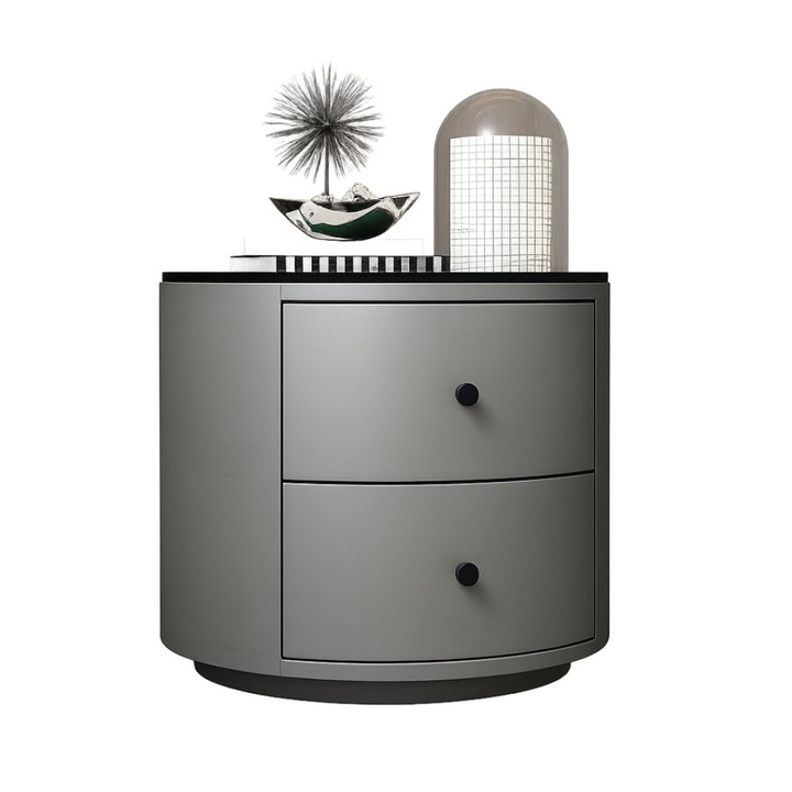 Noptiera inteligenta cu incarcare wireless 15W, iluminare LED 3 culori si 2 sertare de depozitare