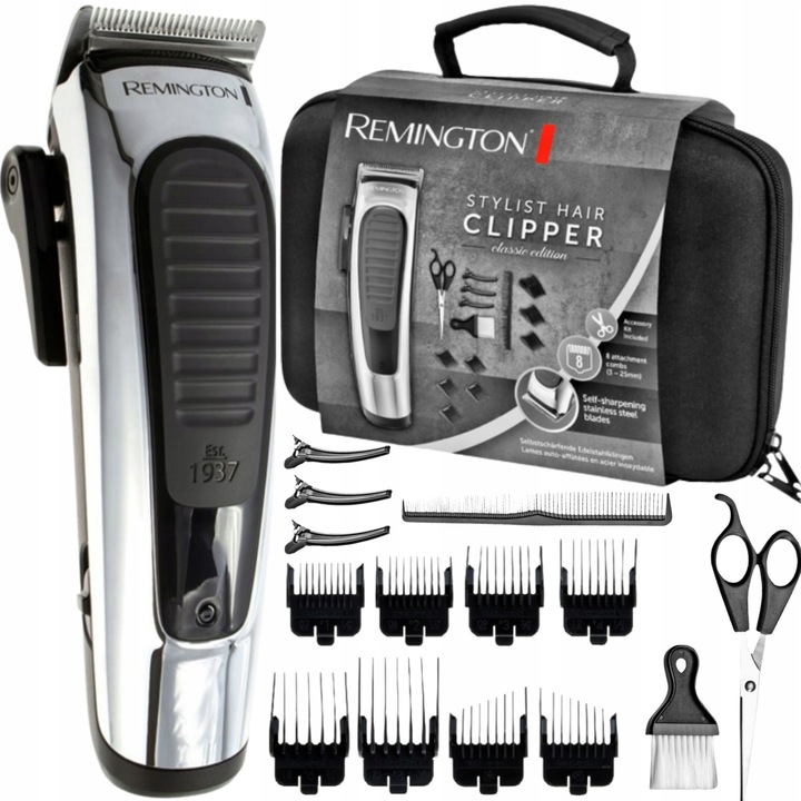 Aparat de tuns Remington HC450, 8 accesorii, lame din otel inoxidabil, autonomie 30 min, design ergonomic