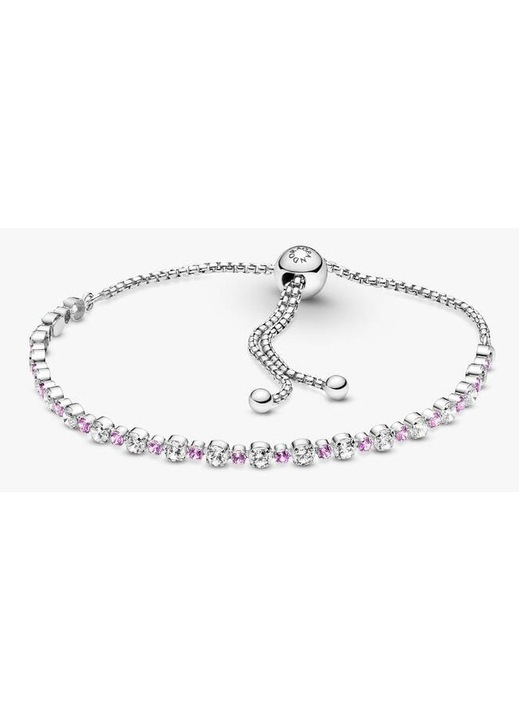 Bratara Pandora tenis stralucitoare Zirconiu Roz din Argint 925 - Ajustabila