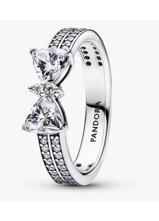 Inel Pandora dublu cu funda stralucitoare Zirconiu din Argint 925 - 54 ...