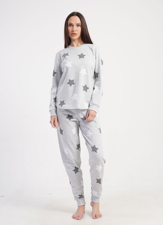 Pijama bumbac vatuit dama Vienetta, Shine, gri melange