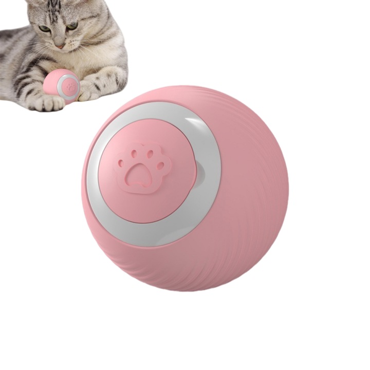 Jucărie interactivă pentru pisici și câini, SHEFEITE, minge electrică cu lumini, senzori de obstacole, roz, 4, 2 cm