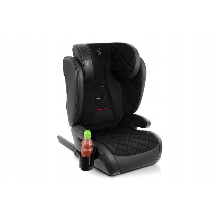 Scaun auto 2in1 pentru copii, 100-150 cm, ISOFIX, ecopiele, negru