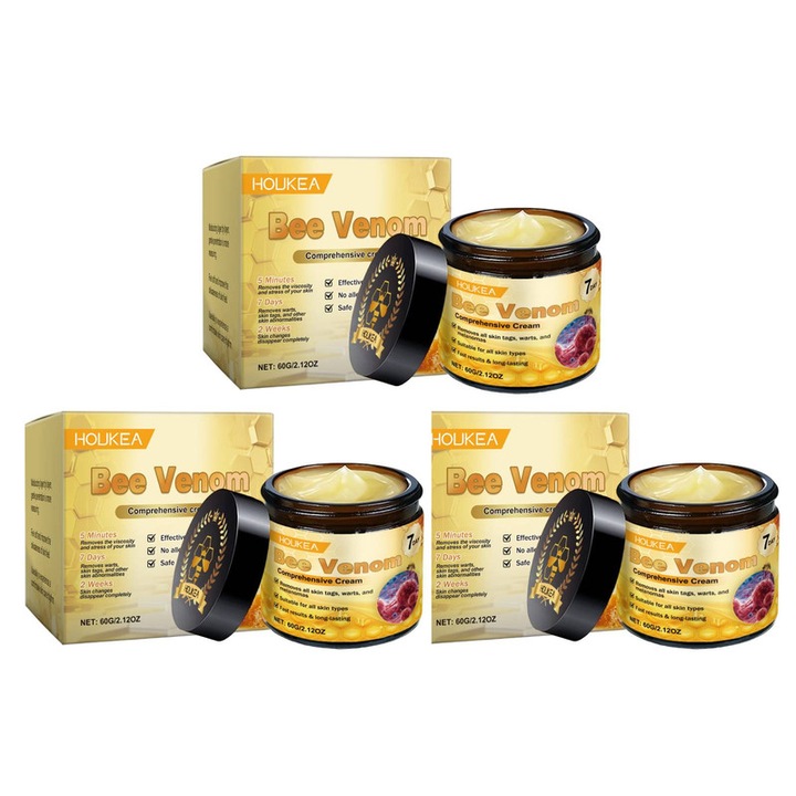 3 darab méhméreg bőrápoló krém szett, Houkea, tisztít és hidratál, 50ml