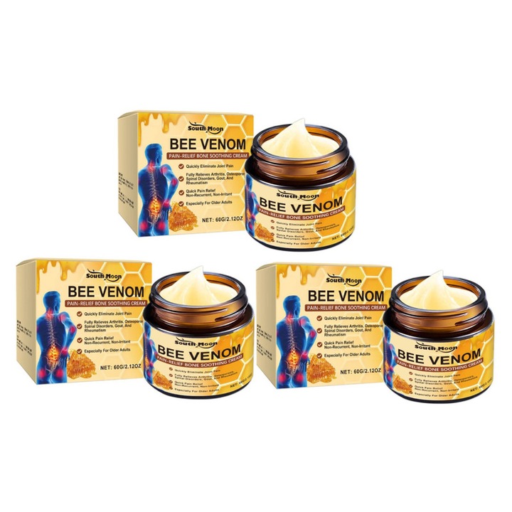 3 darab ízületi ápoló krém méhméreggel, South Moon, külső használatra