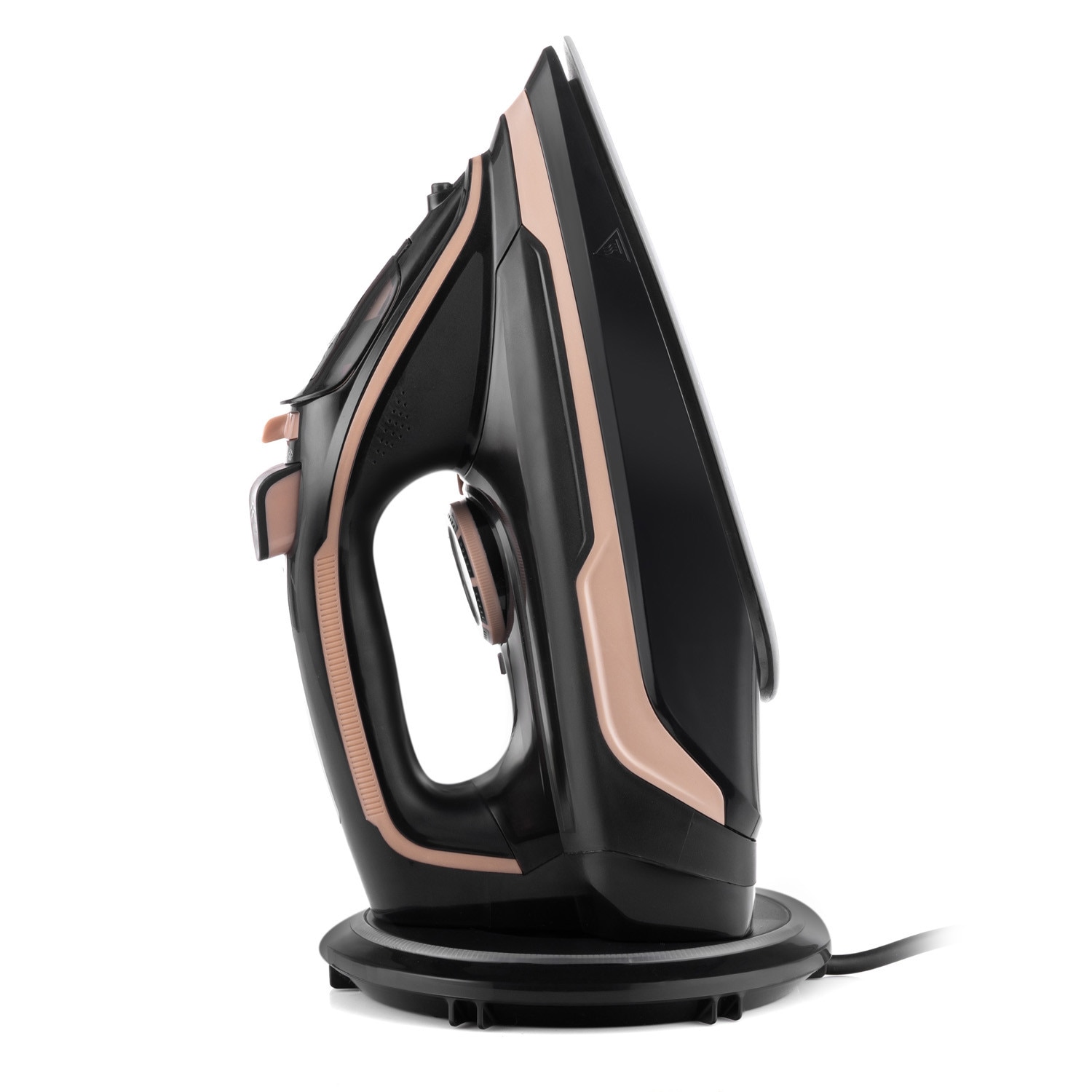 Fier de calcat fara fir cu abur Lehmann Pargo, talpa ceramica, putere 2600W, rezervor de apa de 320 ml, Lumina de fundal cu LED-uri, galben/negru