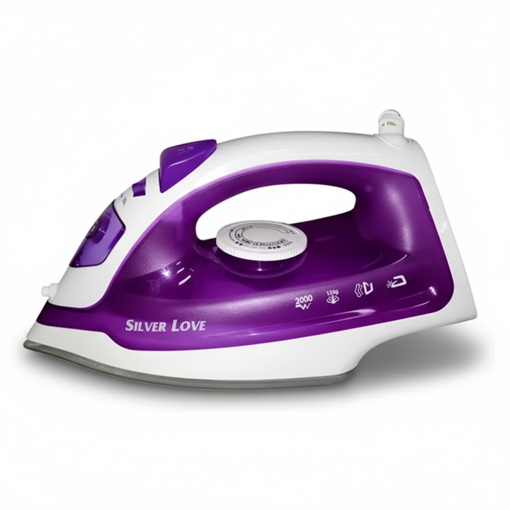 Fier de Calcat cu Abur 2000W, Talpa Ceramica, Functii Abur/Uscat si Autocuratare, Design Violet