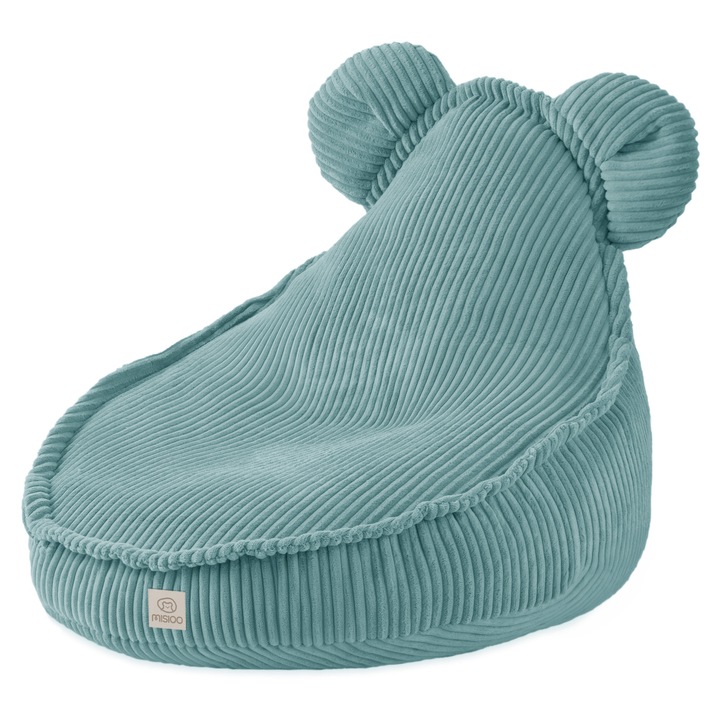 Fotoliu puf pentru copii beanbag sako, Misioo Huggy Bear, Catifea, Albastru, 68x45 cm