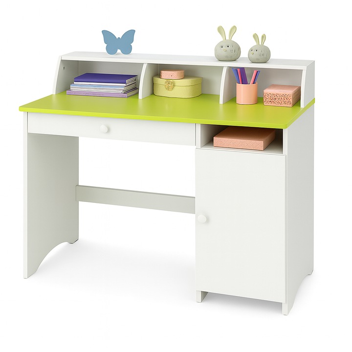 Birou copii Royal, 110 x 60 cm, PAL melaminat, Alb / Verde