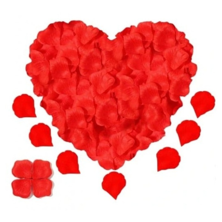 Set petale artificiale de trandafir, material textil, rosu, 100 bucati, Dactylion®