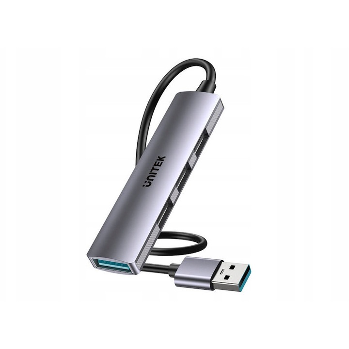Hub USB Unitek H1208C, 1x USB 3.0, 3x USB 2.0, szürke, 80cm