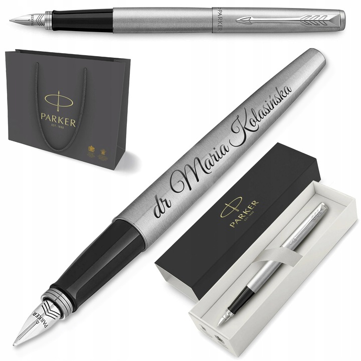 Parker Jotter CT Személyre szabott toll, rozsdamentes acél, közepes, kék, díszdobozos szett