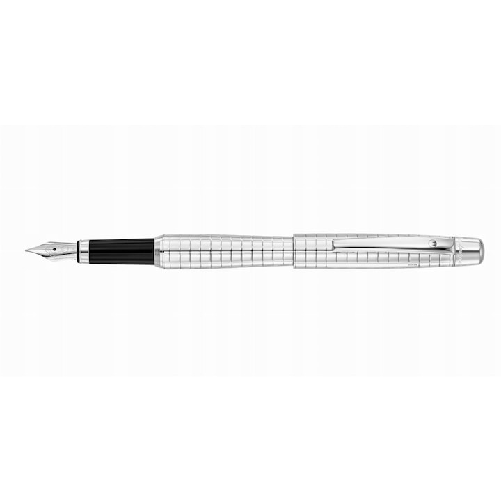 Waldmann Concorde Square töltőtoll, 925-ös ezüst, F hegy, klasszikus design, elegáns csomagolás