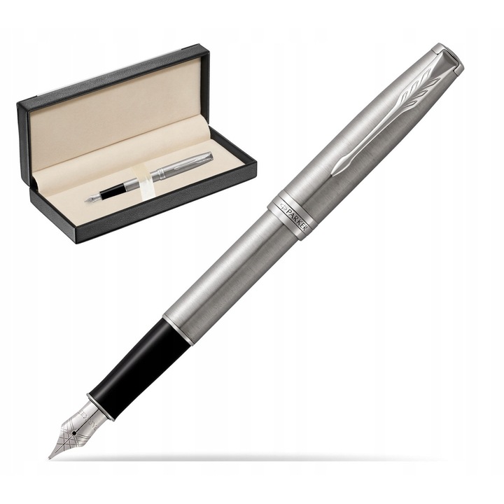 Parker Sonnet rozsdamentes acél CT töltőtoll, finom hegy, készlet konverterrel és patronnal, elegáns