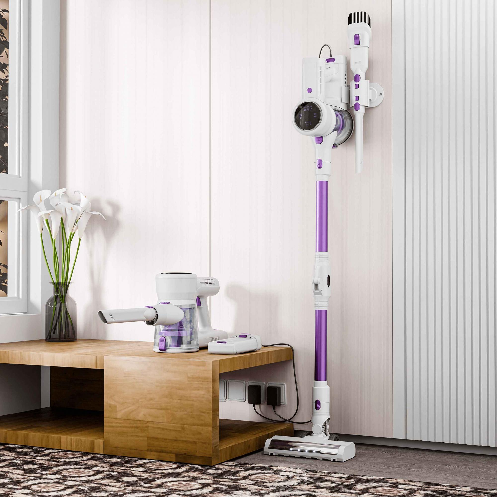 Aspirator Vertical UWOT Fără Fir 3 în 1, 350 W, Filtru HEPA, Alb și Violet