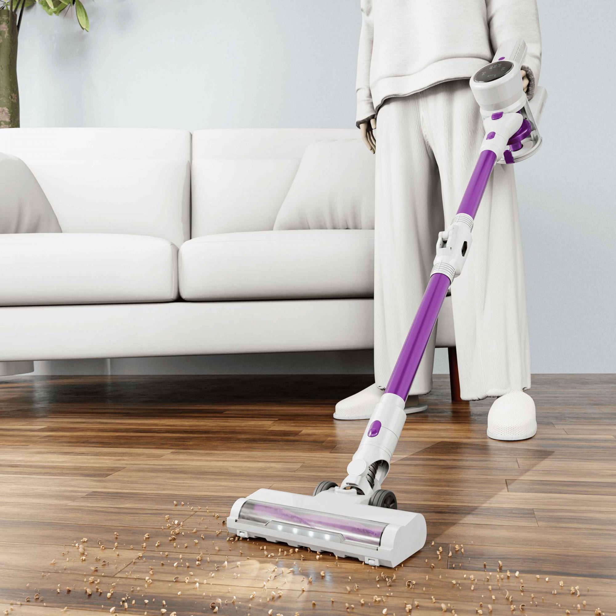Aspirator Vertical UWOT Fără Fir 3 în 1, 350 W, Filtru HEPA, Alb și Violet