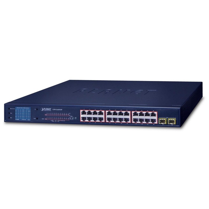 Switch fara management Planet 24-Port 10/100/1000T 802.3at, GSW-2620VHP