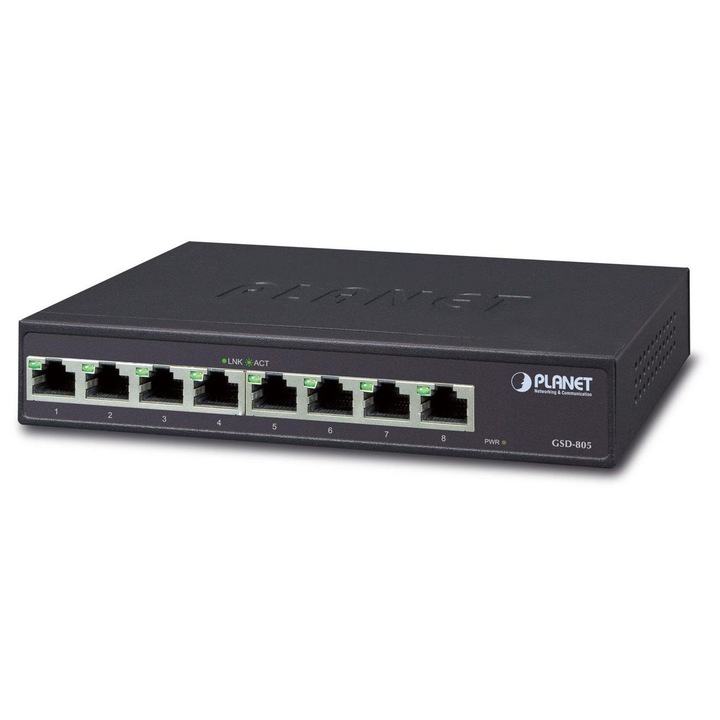 Switch fara management, Planet, GSD-805, 8 porturi, 1000Base-T