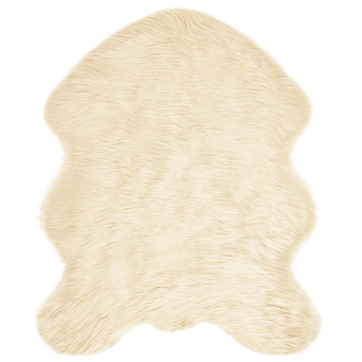 vidaXL Műgyapjú Szőnyeg Tafalla Krém 50 x 80 cm Poliészter 42021518