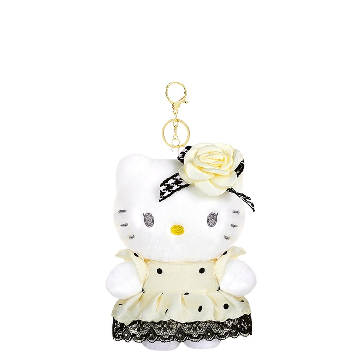 Jucarie de plus Hello Kitty, 10cm, rochie galbena