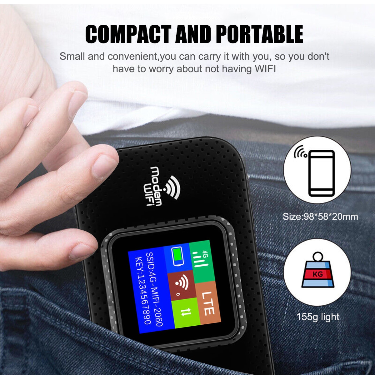 Router Wi-Fi 4G, Bedee, Portabil, 300Mbps, 3000mAh, Cu baterie si ...