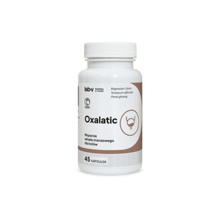Supliment nutritiv pentru animale, Oxalatic, 45 capsule, pentru sanatatea sistemului urinar al pisicilor, prevenirea formarii pietrelor oxalate