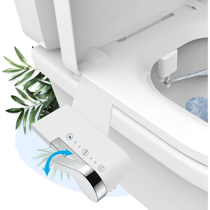 Прибиращо се биде, Wacorresi, Неелектрическо биде, контрол на налягането, Ултратънко, регулируем ъгъл, за лична хигиена, с измиване, двойни дюзи, бяло