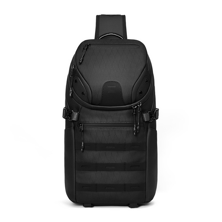 Geantă de umăr bărbătească ORBER, capacitate mare 12L, impermeabilă, design ergonomic, neagră, 23x13x38cm