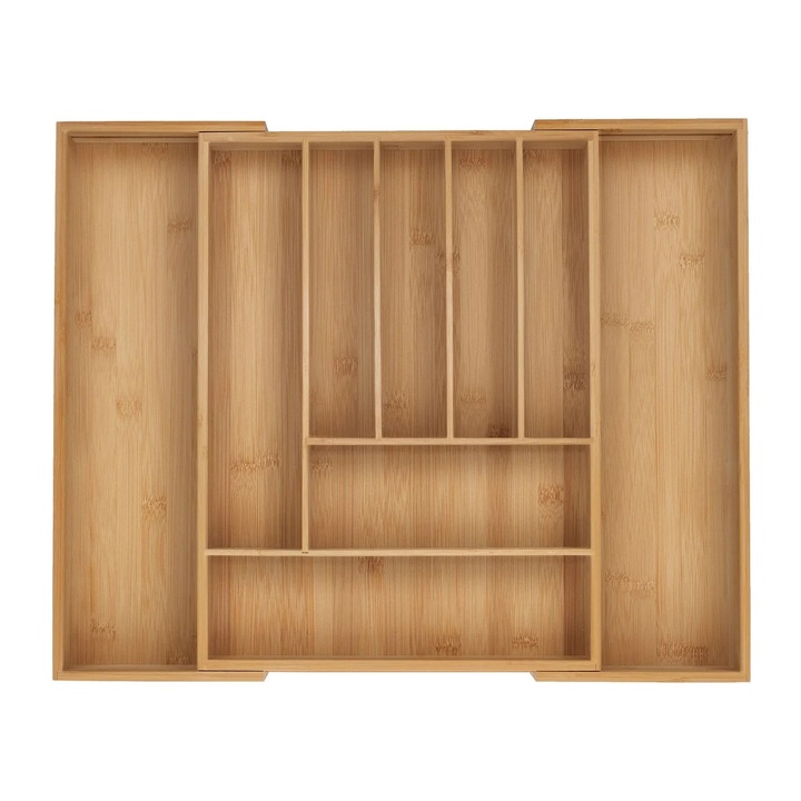 Kihúzható bambusz evőeszköztartó fiókokhoz