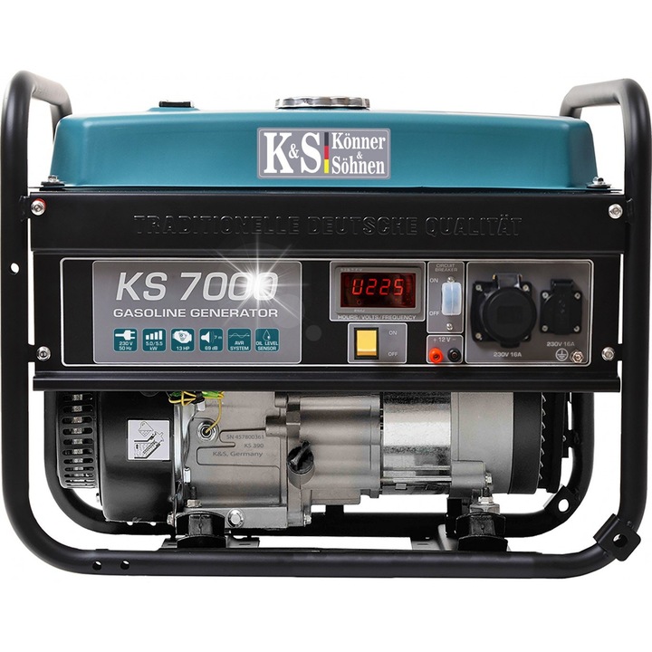 Generator electric Konner & Sohnen KS 7000, 13KM, sistem de start usor, rezervor de combustibil din otel, 230V