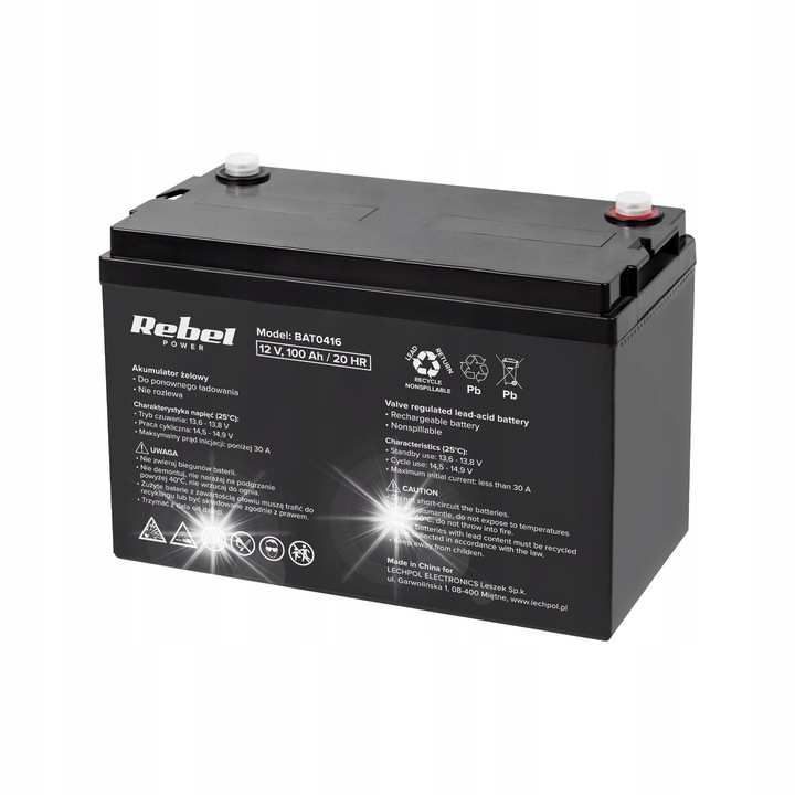 Гелов акумулатор 12V 100Ah, без поддръжка, размери 333x172x222mm, тегло 28.1kg