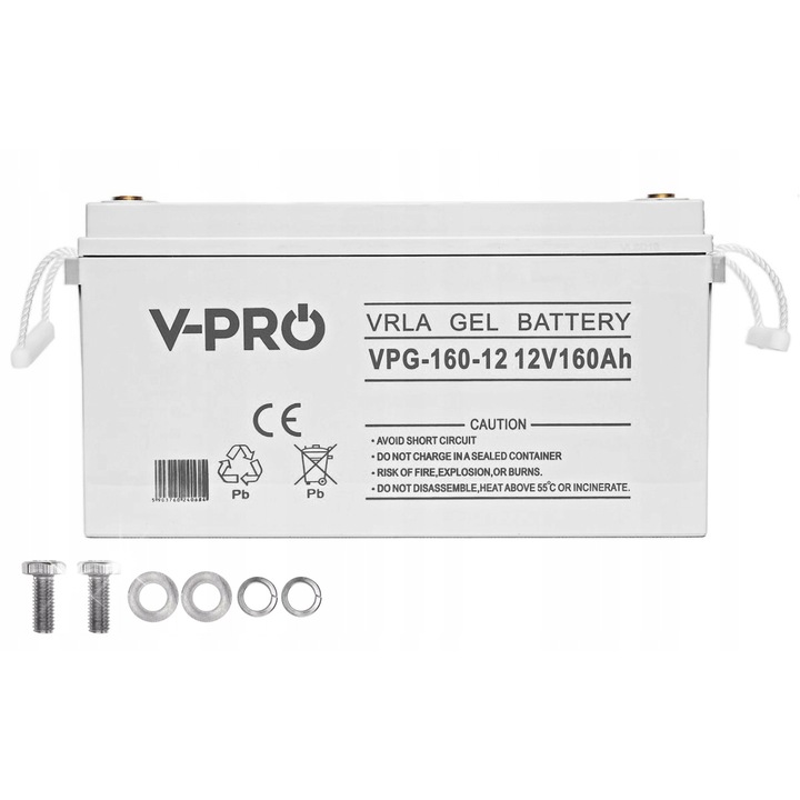 Комплект гел акумулатор 12V 160Ah VPRO, за фотоволтаични системи, размери 483x170x241mm