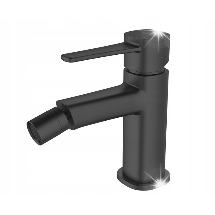 Bidé csaptelep GLAMOUR, fekete, 1 karos, magasság 141 mm, kifolyó hossza 117 mm, szerelőkészlet mellékelve
