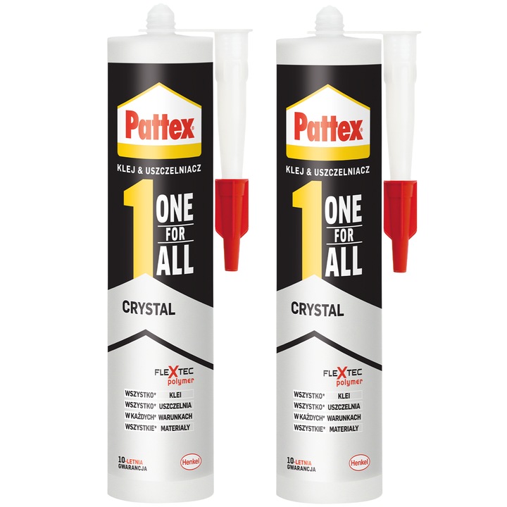 Pattex szerelési ragasztó One For All Crystal 2x290g átlátszó, univerzális polimer, vízálló, UV álló, rugalmas, kültéri beltéri felhasználásra