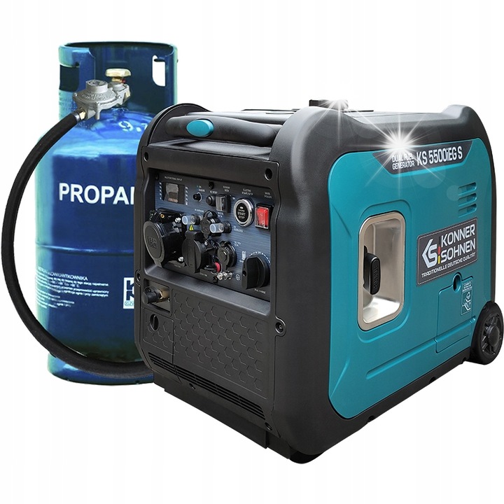 Generator electric invertoare Konner & Sohnen KS 5500iEG S, 2kW, gaz/benzin, 100% cupru, 66 dB
