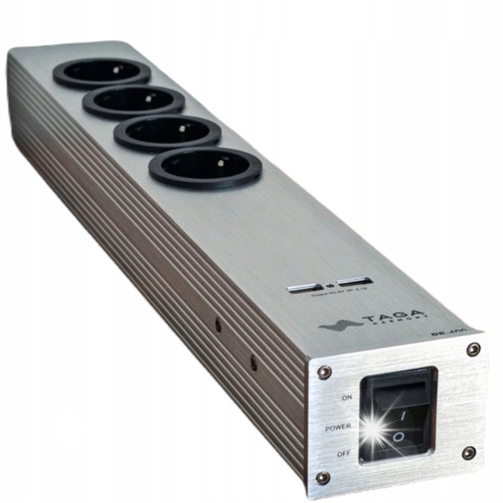 Захранващ филтър с USB Taga Harmony PF-400USB, 4 контакта Schuko, защита от пренапрежение, 5.5x6.9x43.1см