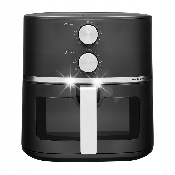 Amica AFM 2020 forrólevegős fritőz, 1500W, 5,5L, 8 program, fekete