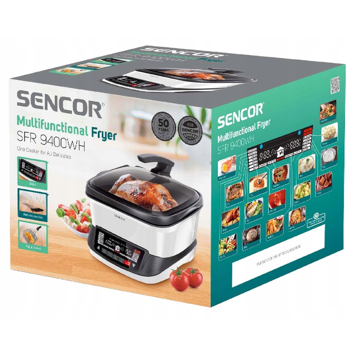 Sencor SFR 9400WH 4,8L 1800W multifunkciós fritőz, fehér, 340x320x290cm
