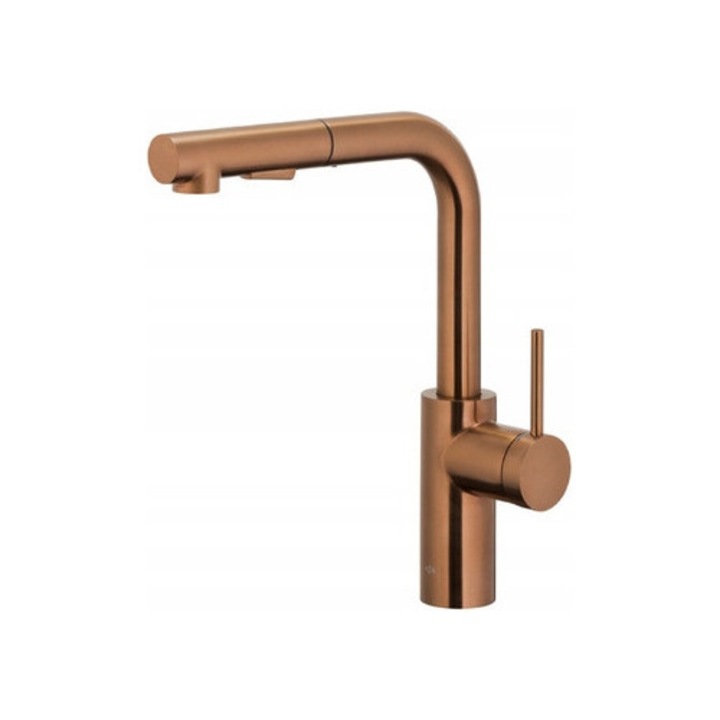 Duero Basic szaniter csaptelep, szálcsiszolt PVD réz, kihúzható kifolyócsővel, 1 lyuk, 213mm